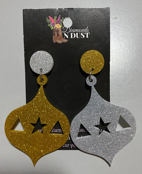 Glitter Christmas Baubles Dangle Earrings