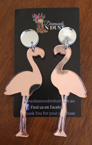 Mirrored Flamingo Dangle Earrings