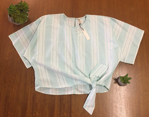 Mint Stripe Tie Top (size 14)