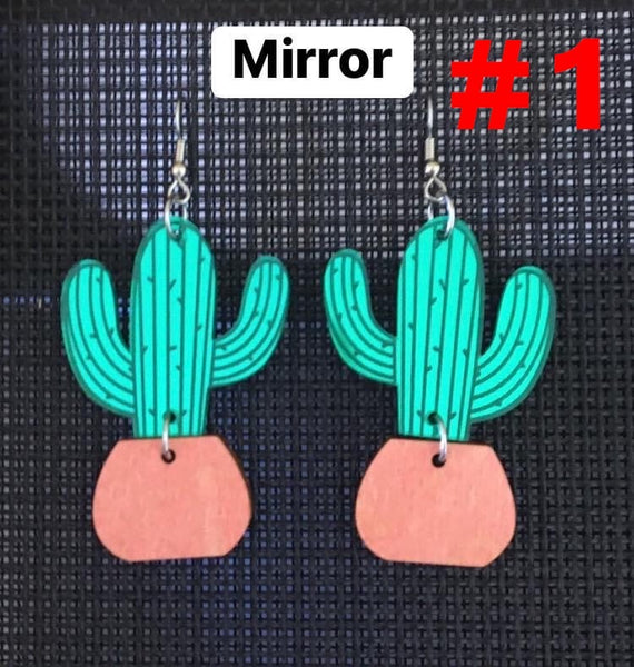 Potted Cactus dangle earrings
