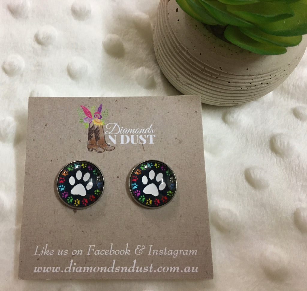 *NEW* 16mm Paw Print Studs