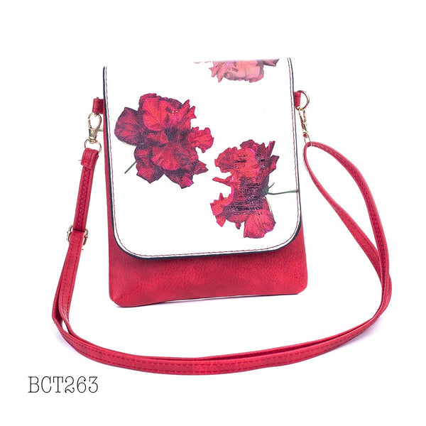Red Floral Flap Bag