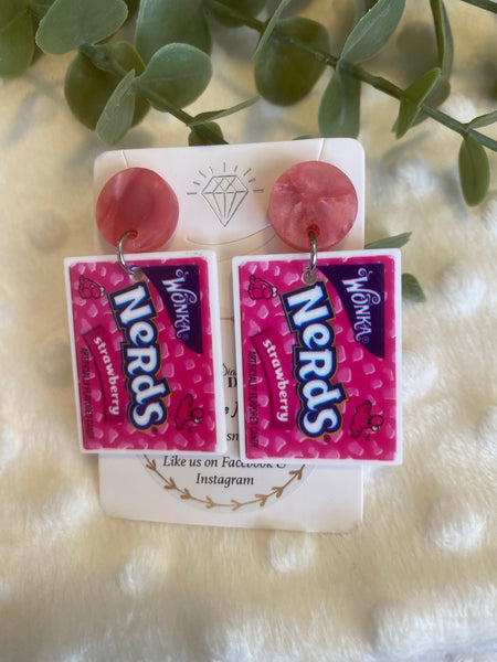Strawberry Nerds candy Dangle Earrings