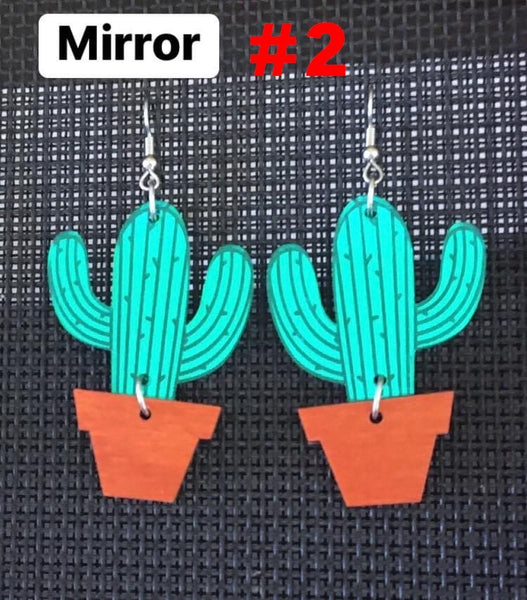 Potted Cactus dangle earrings
