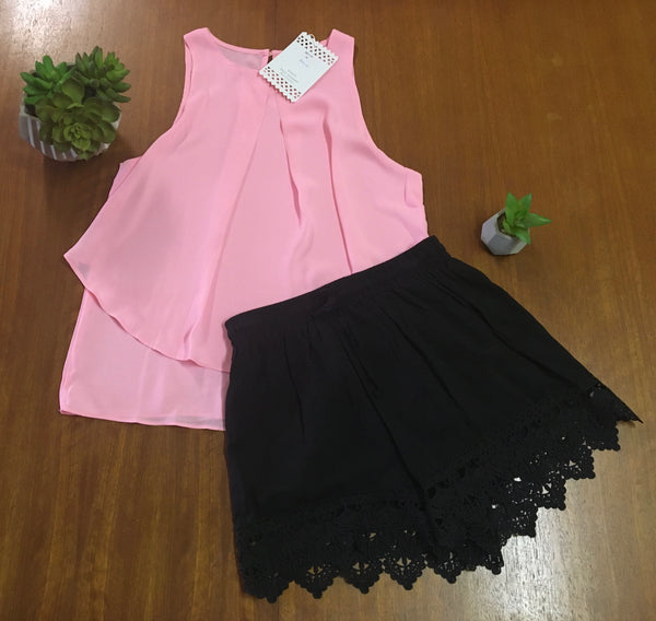 Pink Overlay Top (size 16)
