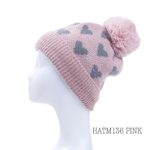 Fleece lined Heart Beanie (4 colour options)