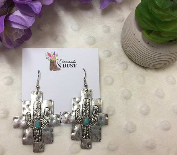 ‘Wild West’ Aztec Cactus Dangle Earrings