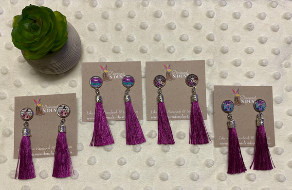 Bright Purple Tassel Earrings