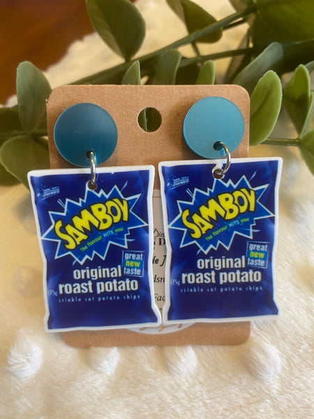 Samboy Original Roast Potato Chip dangle earrings