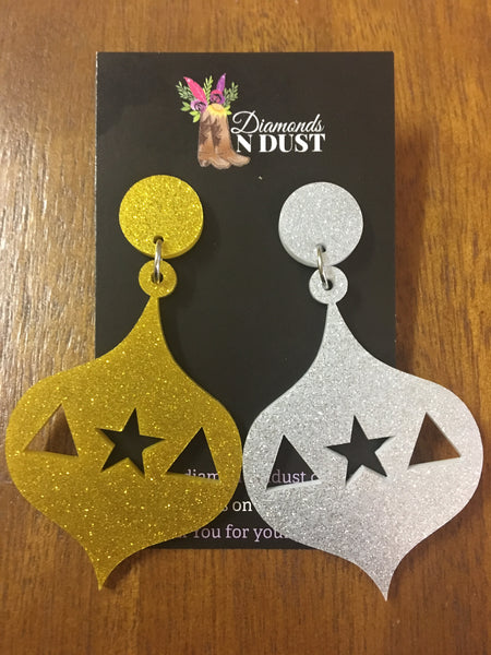 Glitter Christmas Baubles Dangle Earrings